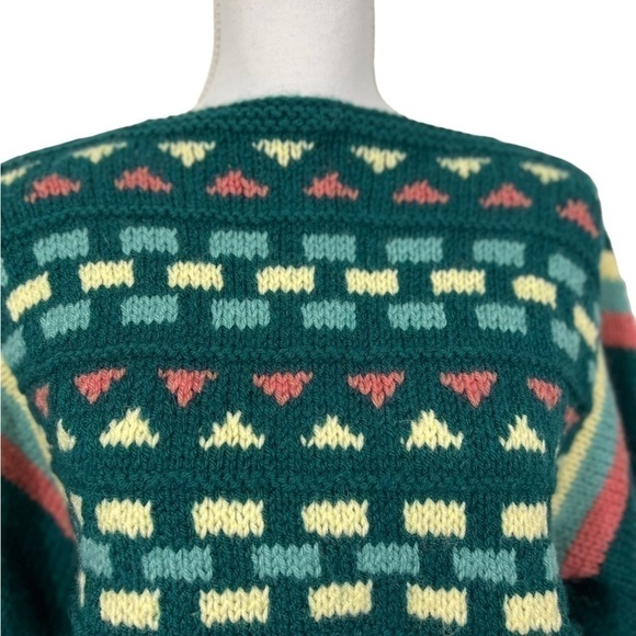 Vintage Handmade Boatneck Sweater Geometric Print - Picture 4 of 10